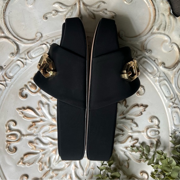 Good American Black and Gold Chain Slide Sandals - Picture 7 of 10
